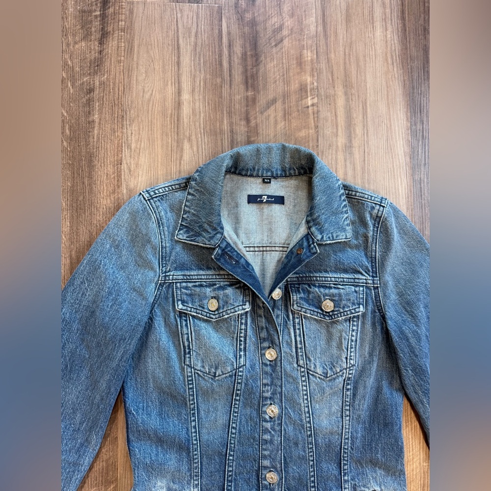 Vintage 7 For All Mankind Medium Wash Blue Denim Dress Y2K style, XS - Picture 4 of 16